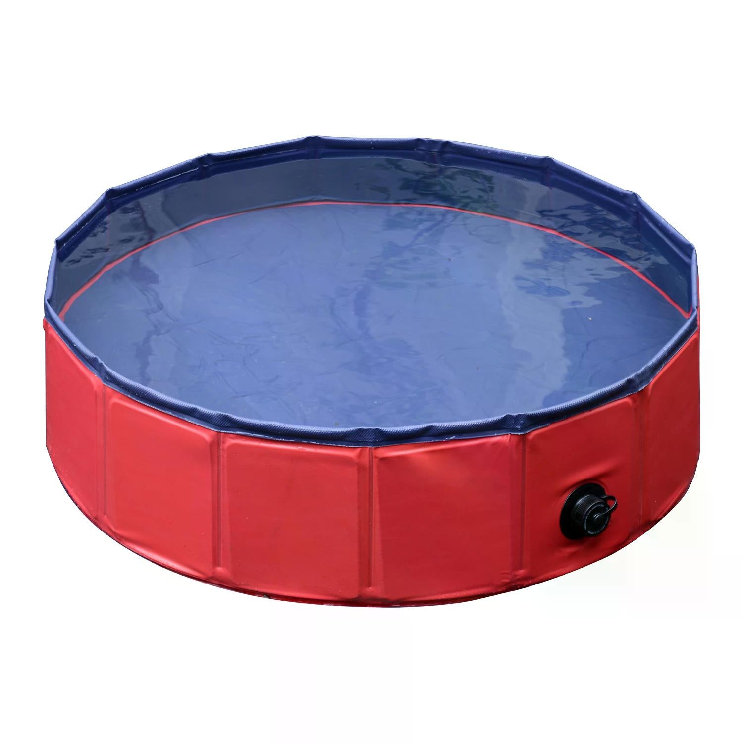 Pet Swimming Pool, Foldable, 80 cm Diameter-Red