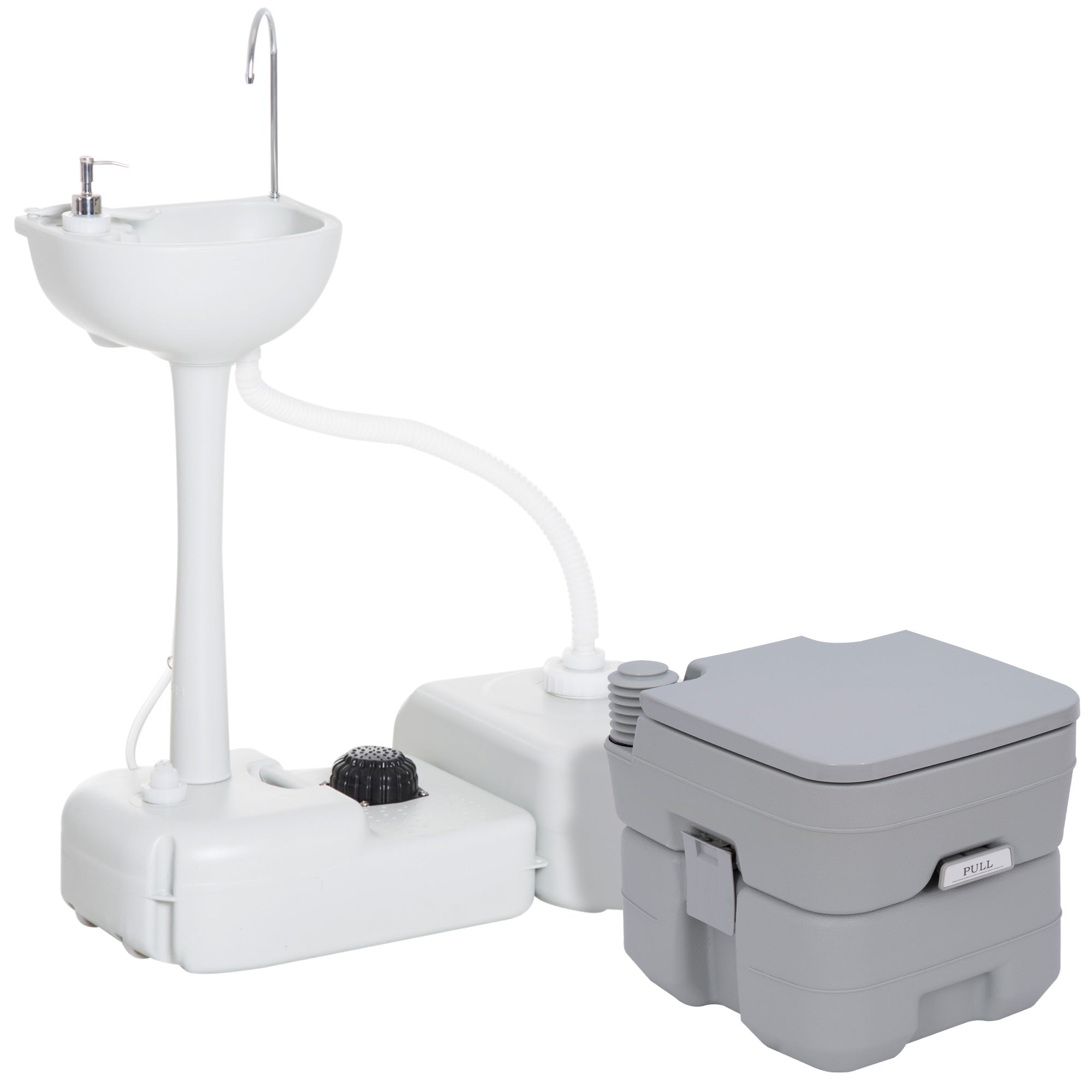 Portable Toilet and Camping Sink Set with Fresh and Waste Tank, Wastewater Recycled Set for Outdoor Events