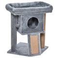 Cat Tree Tower Indoor Climbing Activity Center with Jute Scratching Pad and Ball Toy 40x40x57cm - Grey