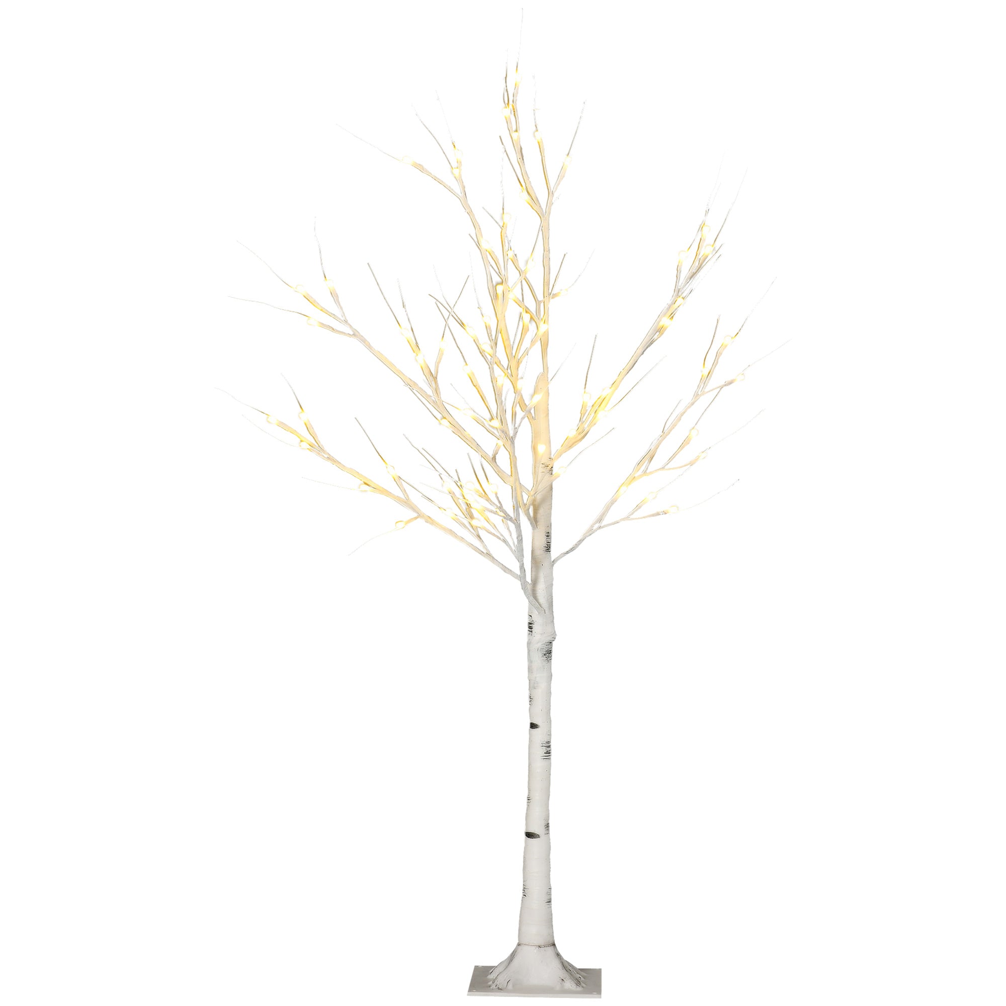 4ft Artificial White Birch Tree with 72 Warm White LED Lights - White