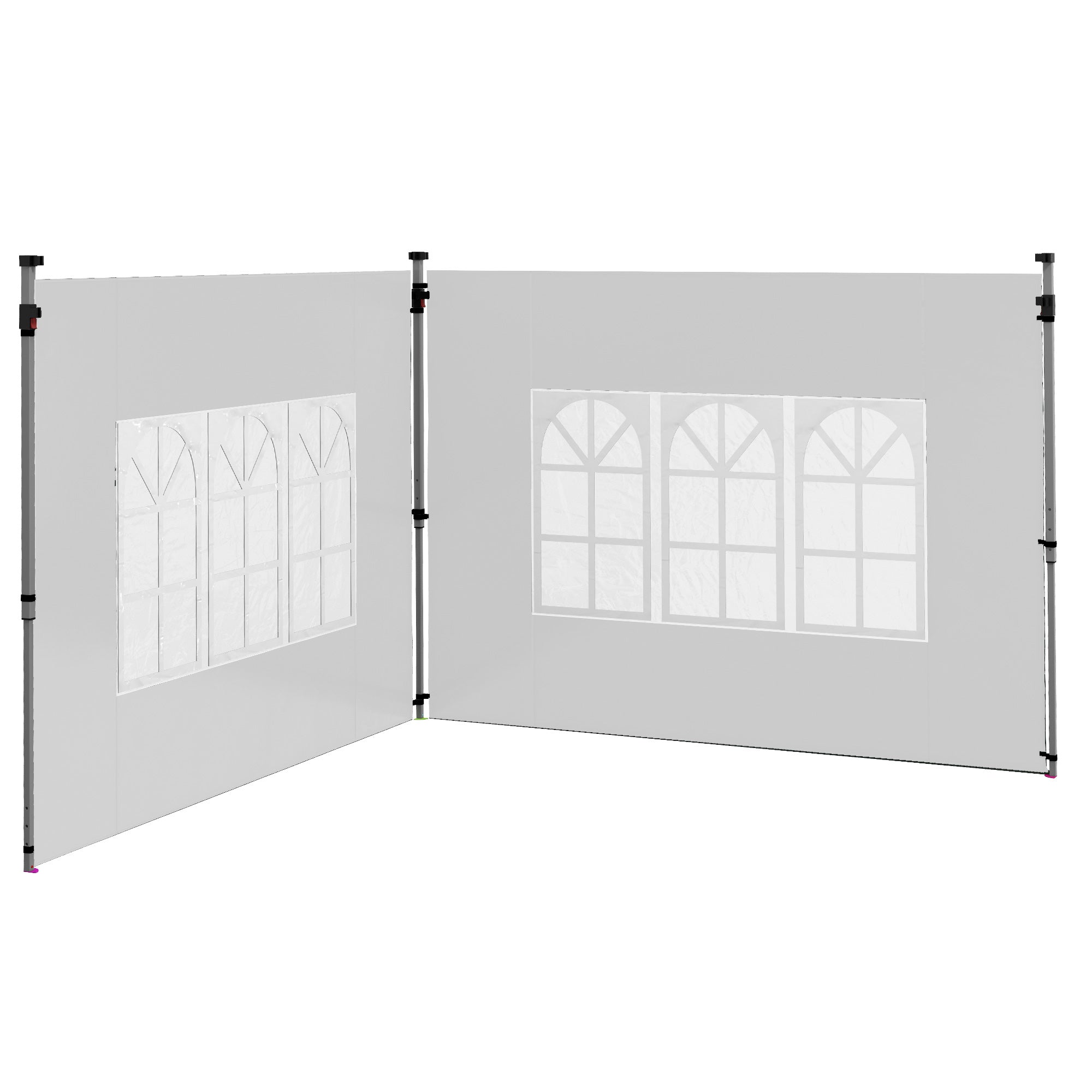 Gazebo Side Panels, Sides Replacement with Window for 3x3(m) or 3x4m Pop Up Gazebo, 2 Pack, White