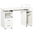 Computer Desk Workstation with Keyboard Tray, CPU Shelf, Drawers & Sliding Scanner Shelf - White