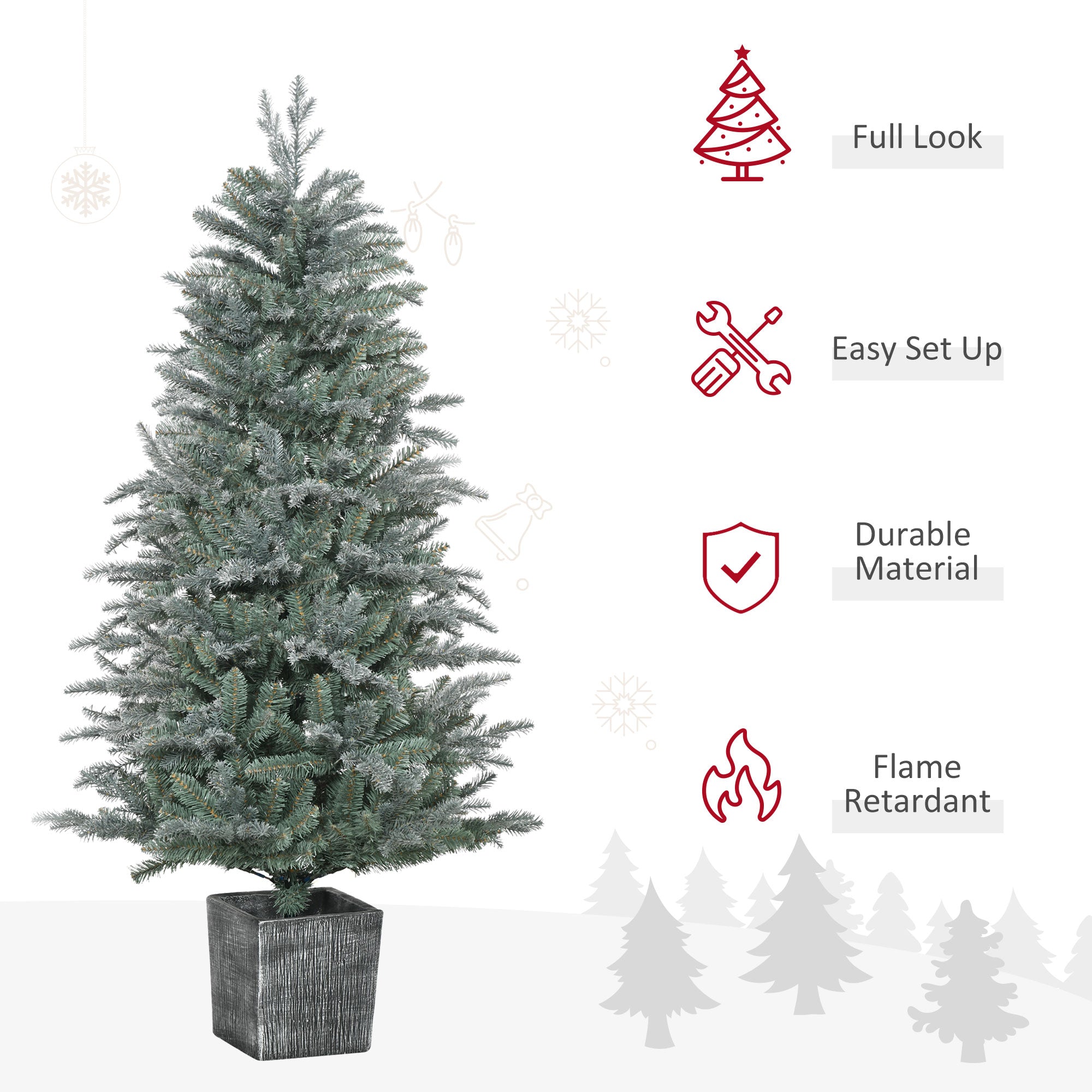 5ft Tall Artificial Christmas Tree with Realistic Branches, Pot Stand and 1140 Tips, Xmas Decoration, Green