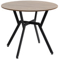 Dining Room Table 90 x 76 cm with Black Legs and Anti-slip Foot Pads - Brown
