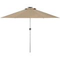 LED Patio Umbrella with Solar USB Charging and Adjustable LED Lights - Khaki