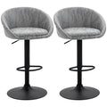 Set of 2 Modern Adjustable Bar Stools with Swivel and Footrest - Light Grey