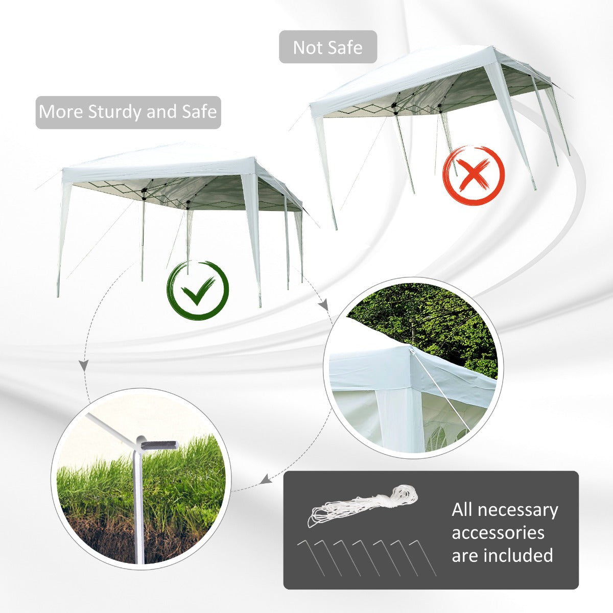 Pop Up Gazebo Marquee, size(6m x 3m)-White