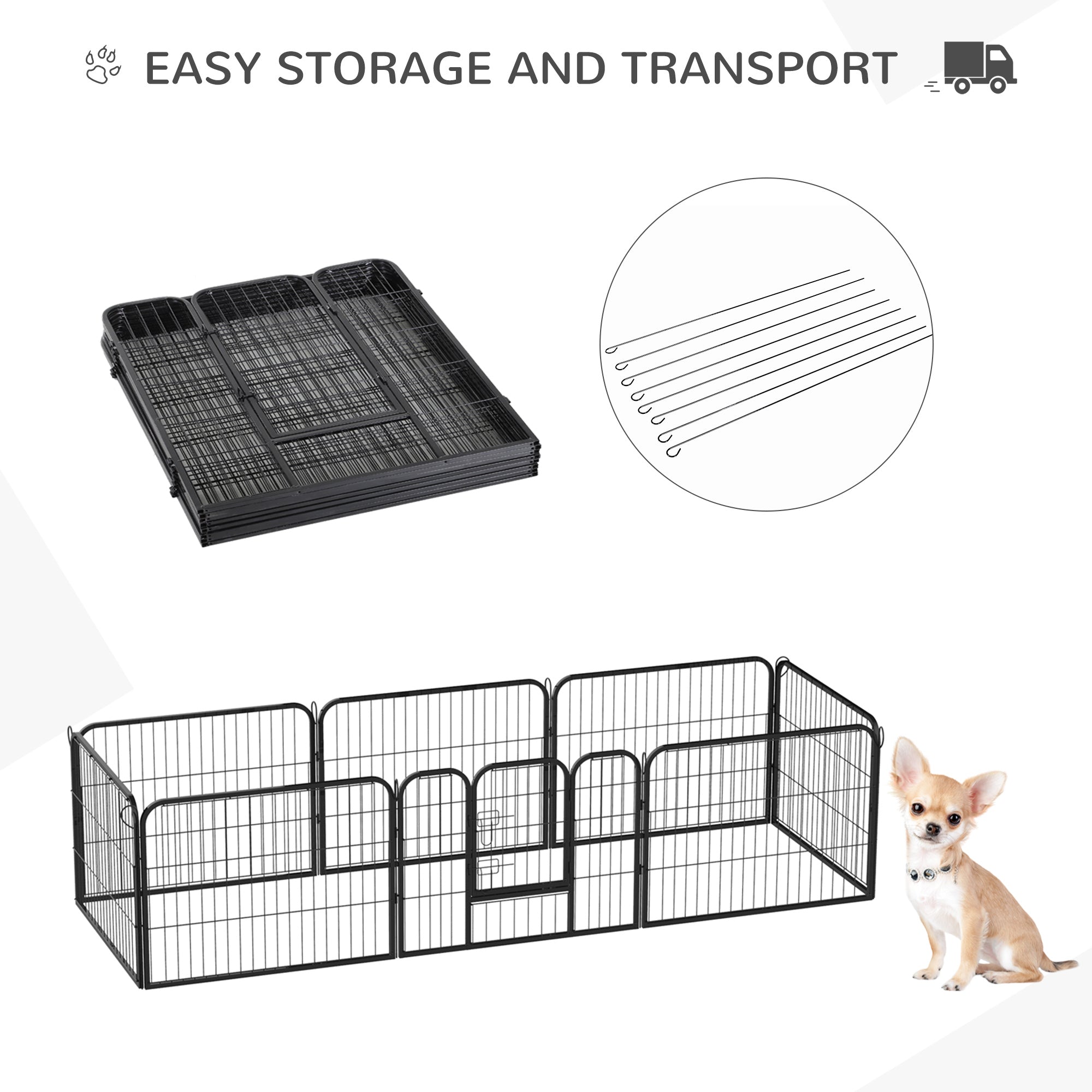 Heavy Duty Dog Pet Puppy Metal Playpen Play Pen Rabbit Pig Hutch Run Enclosure Foldable Black 80 x 60 cm (Small)