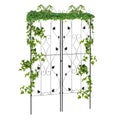 Set of 2 Metal Garden Trellis Panels 181x50cm Leaf Design with Ground Spikes - Black