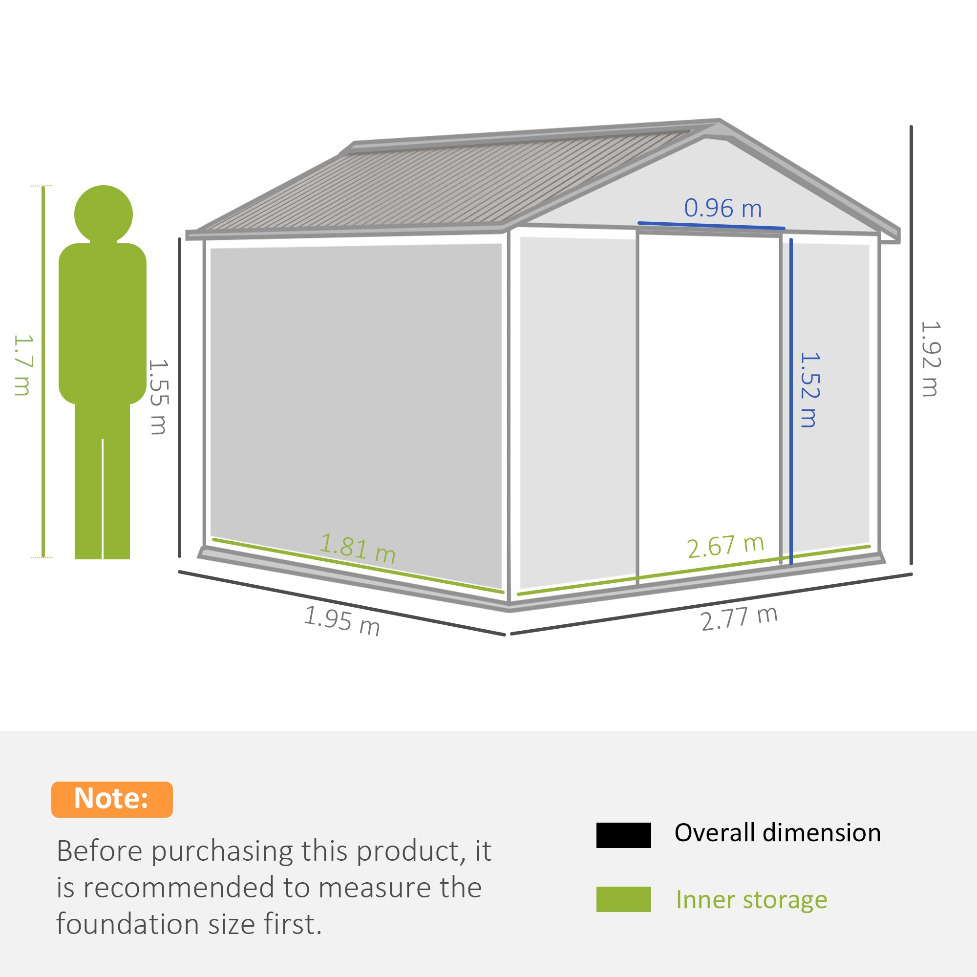 9 x 6FT Garden Metal Storage Shed Outdoor Storage Shed with Foundation Ventilation & Doors, Brown