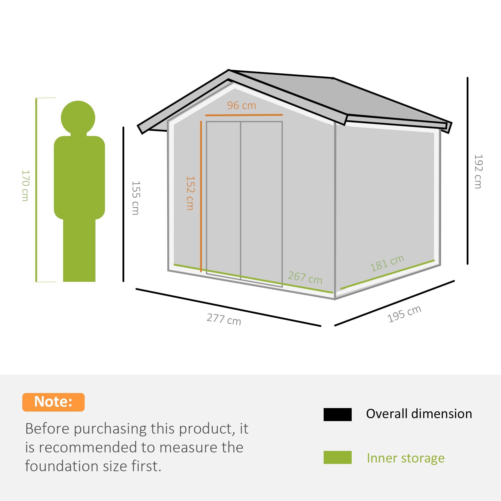 9 x 6FT Garden Storage Shed, Metal Outdoor Storage Shed House with Floor Foundation, Ventilation & Doors, Grey