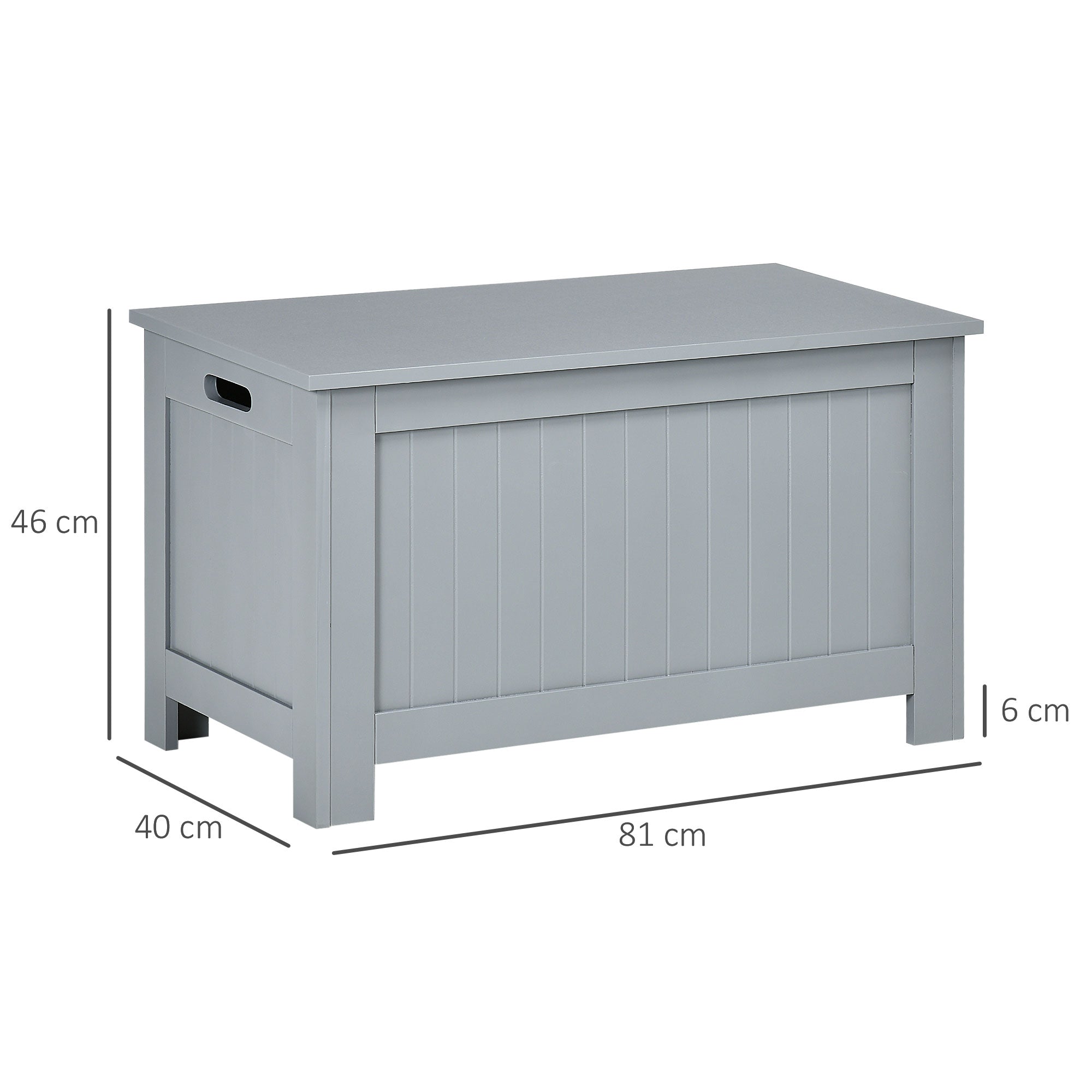 Large Storage Box Toy Chest Organizer with Lid and Safety Hinges - Grey