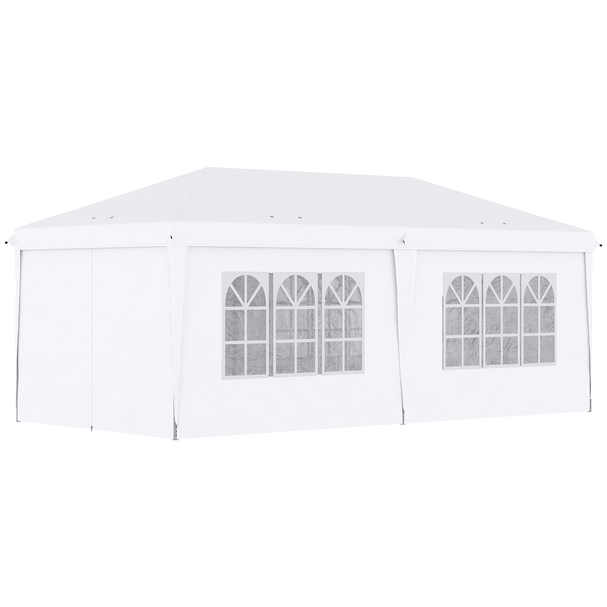 3 x 6 m Pop Up Gazebo with Sides and Windows, Height Adjustable Party Tent with Storage Bag for Garden, Camping, Event, Brown