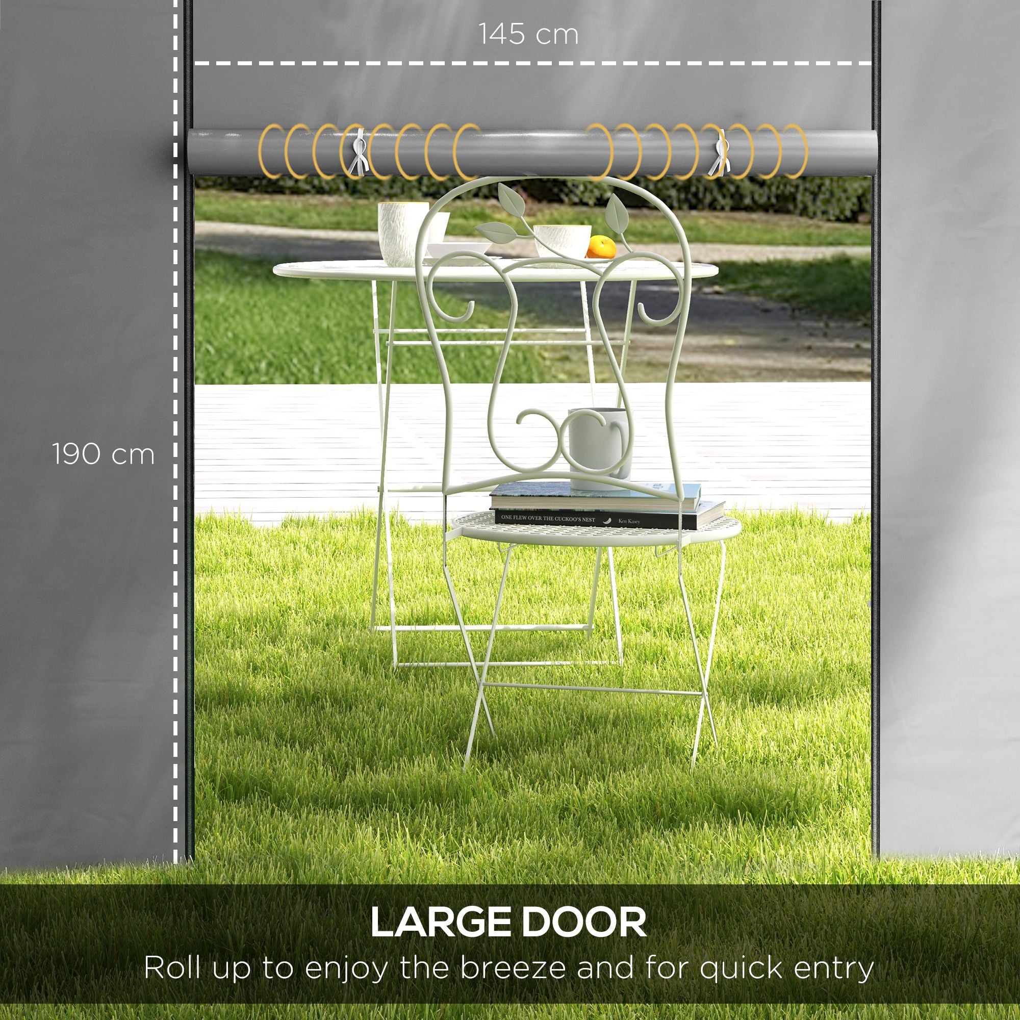 Set of 2 Gazebo Side Panels with Windows and Zipped Doors - Light Grey