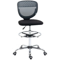 Swivel Drafting Chair with Lumbar Support and Adjustable Foot Ring for Standing Desk - Grey
