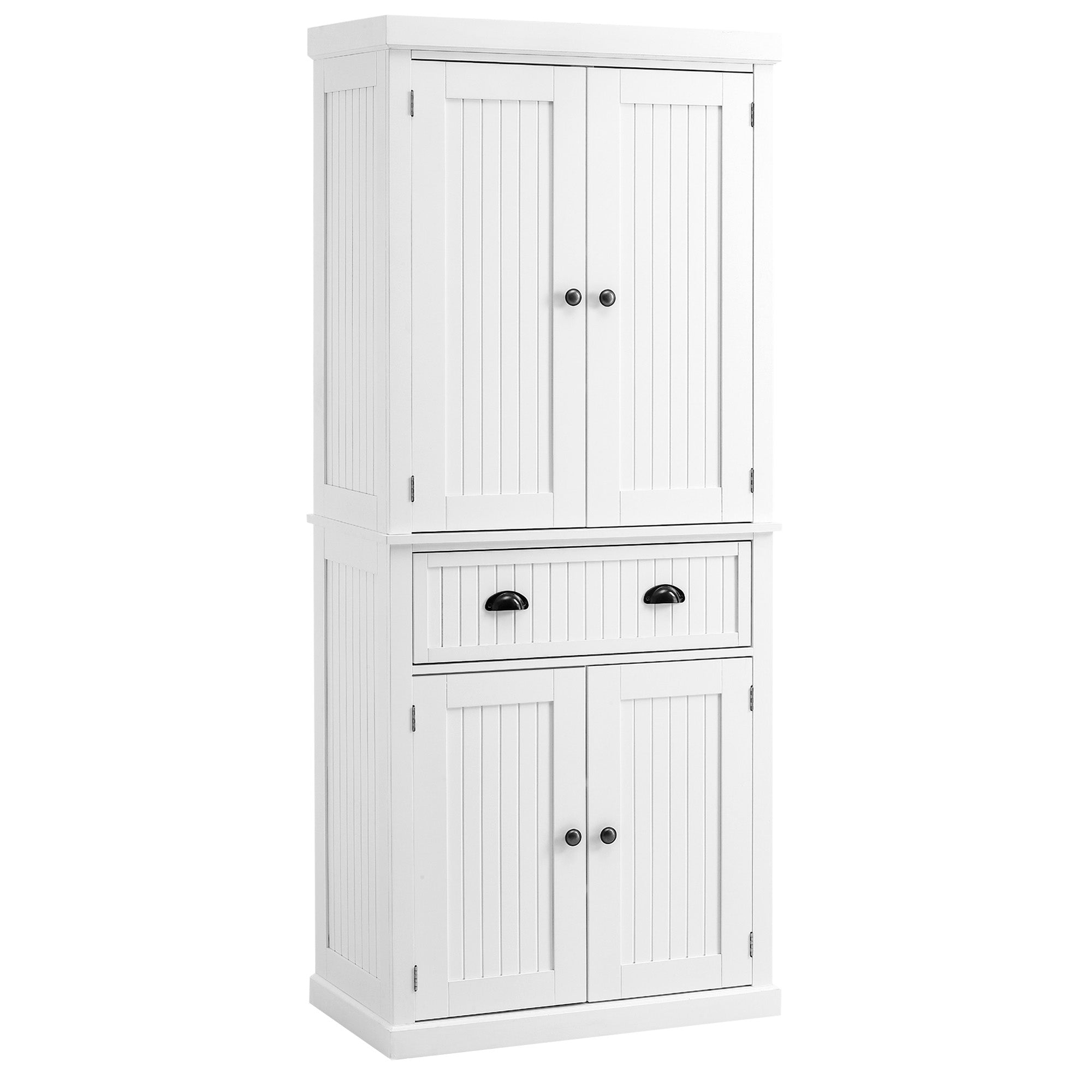 Traditional Kitchen Cupboard Freestanding Storage Cabinet with Drawer, Doors and Adjustable Shelves, White