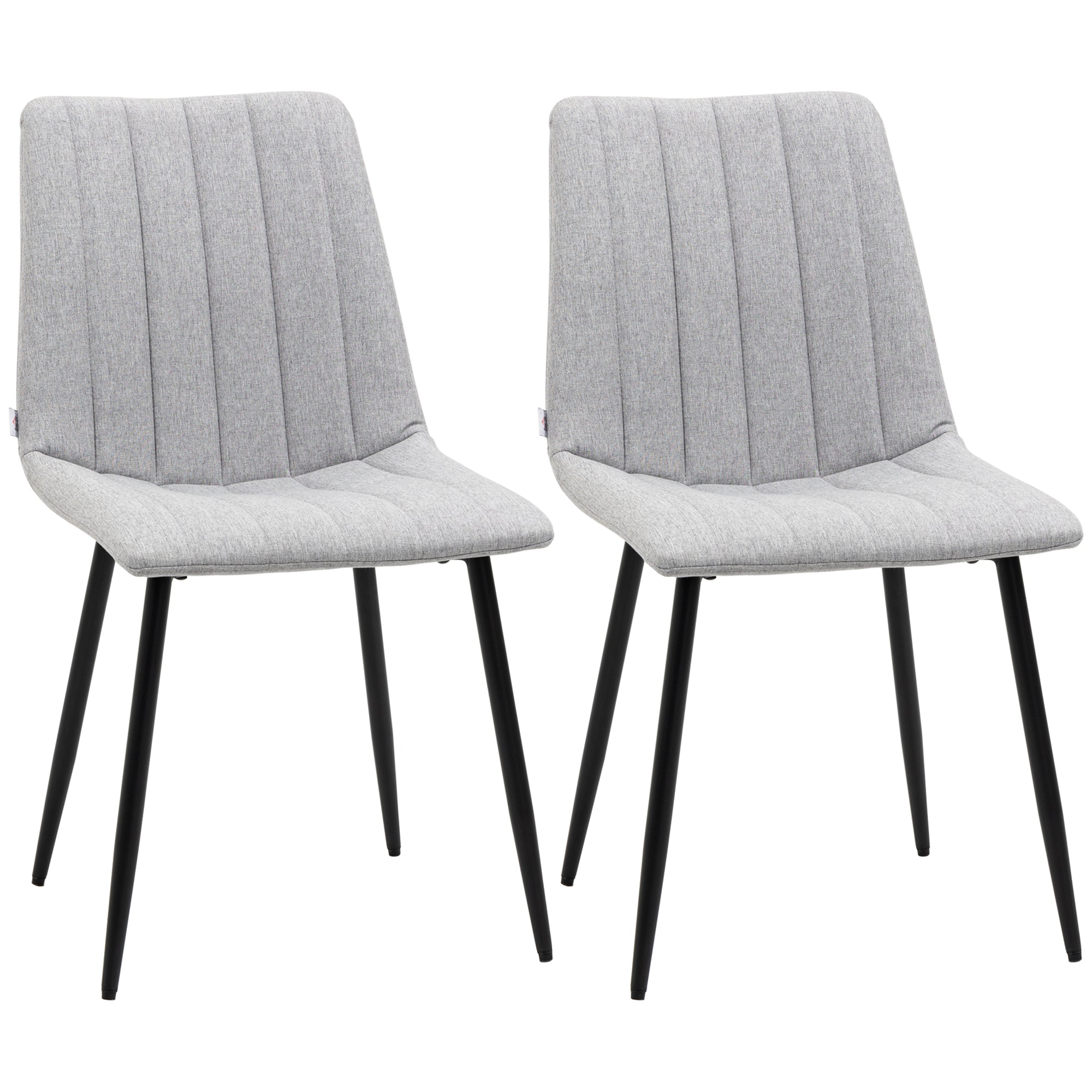 Grey Dining Chairs of 2, Modern Kitchen Chairs with Linen-touch Upholstery and Steel Legs for Living Room, Bedroom, Grey