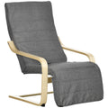 Wooden Lounging Chair with Adjustable Footrest for Comfort - Dark Grey
