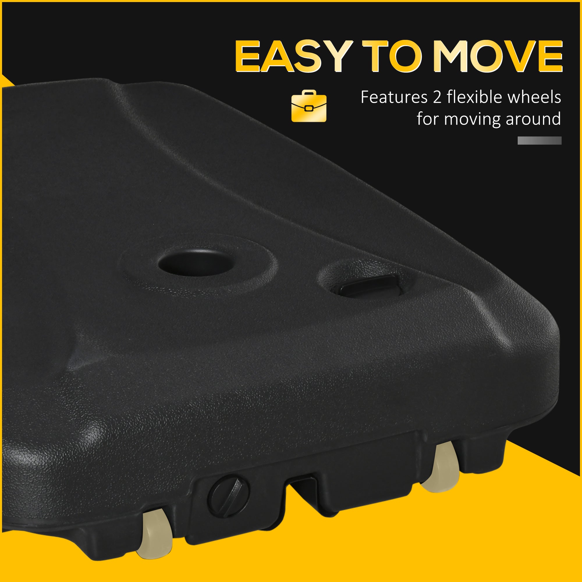 7kg Portable Outdoor Umbrella Base with Wheels - Black