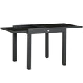 Extending Outdoor Dining Table with Aluminium Frame and Tempered Glass 160cm - Black
