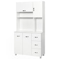 Freestanding Kitchen Storage Unit with Cupboards, Drawers & Open Shelves - White