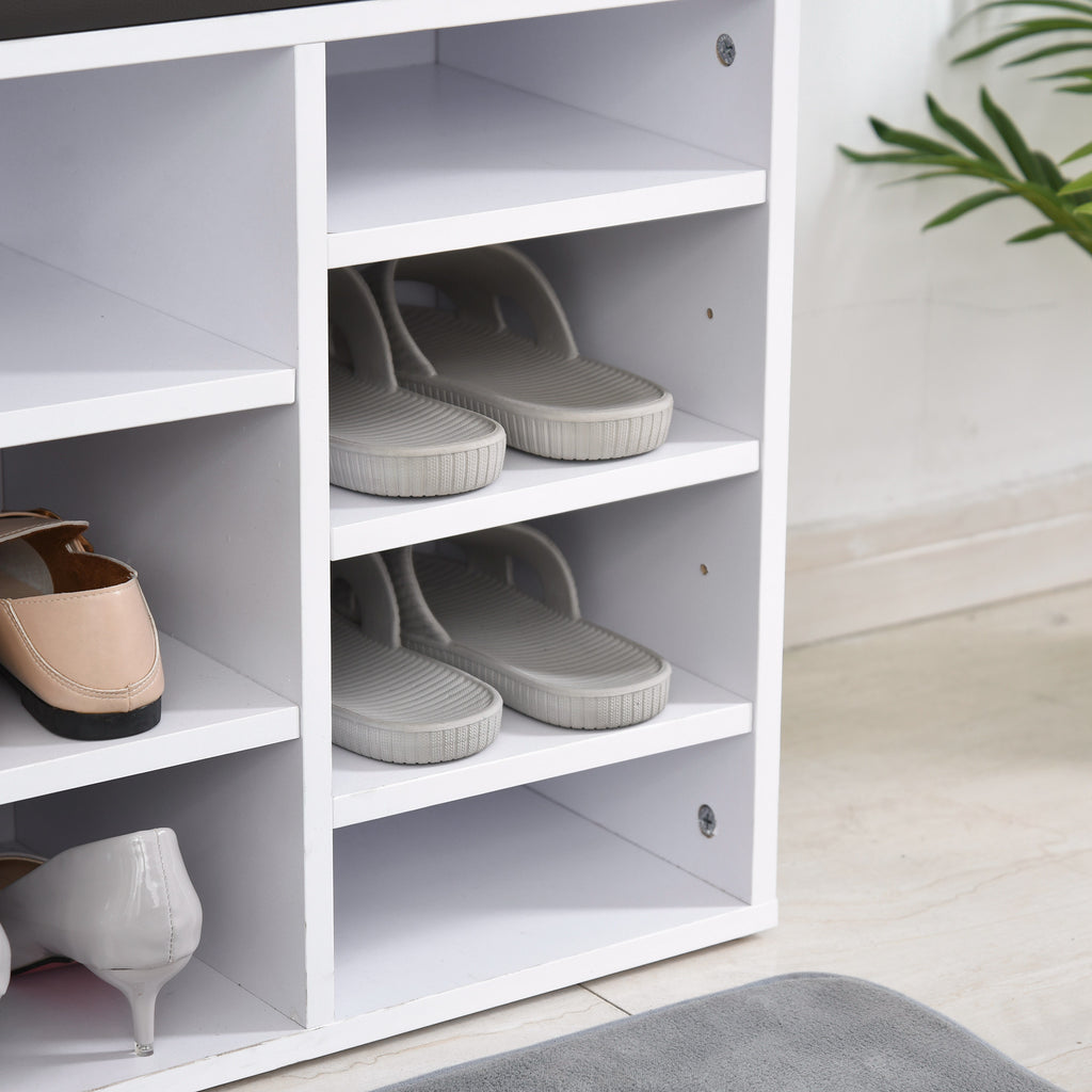 Multi Storie Shoe Rack Multi-Storage Shoe Rack with 14 Compartments, Cushion Seat & Removable ...