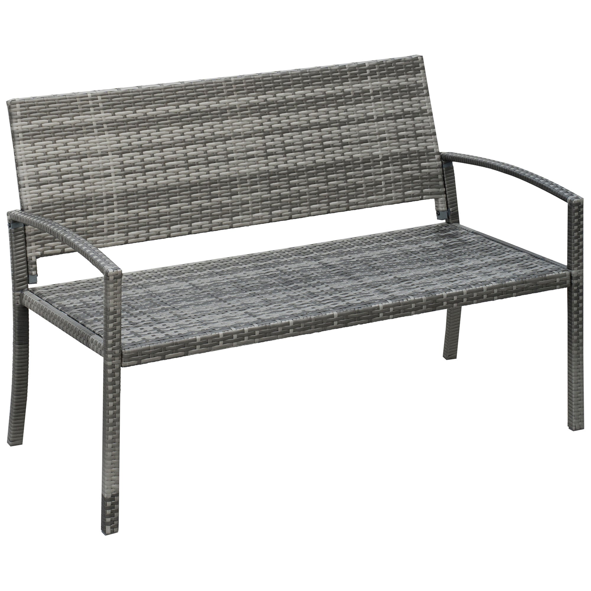 Patio Rattan 2 Seater Garden Bench Wicker Weave Love Seater Armchair Furniture Outdoor Garden Conservatory Chair Grey