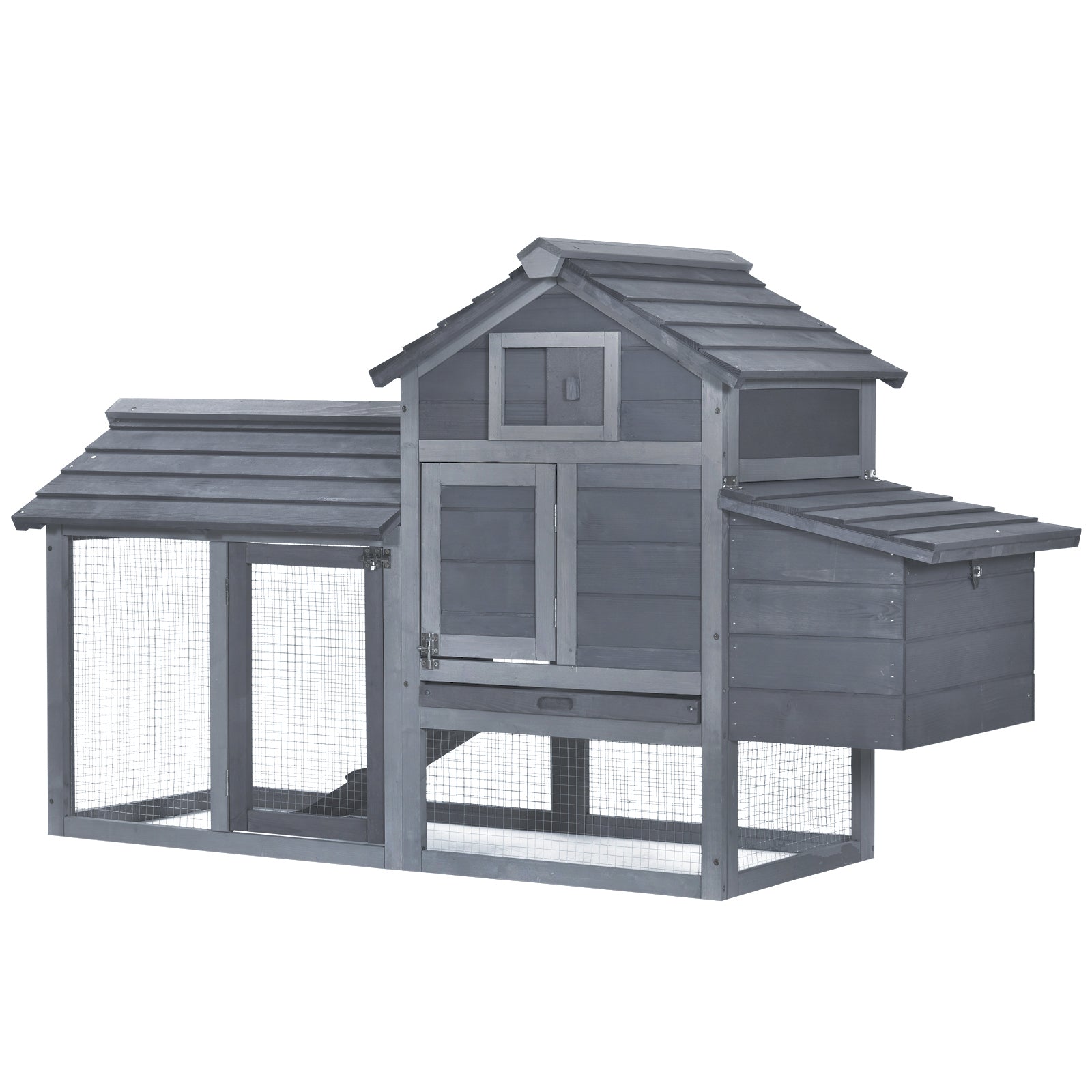 Solid Wood Enclosed Outdoor Backyard Chicken Coop Kit with Nesting Box,Grey