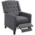 Wingback Recliner Armchair with Footrest and Button Tufted Microfibre Upholstery - Deep Grey
