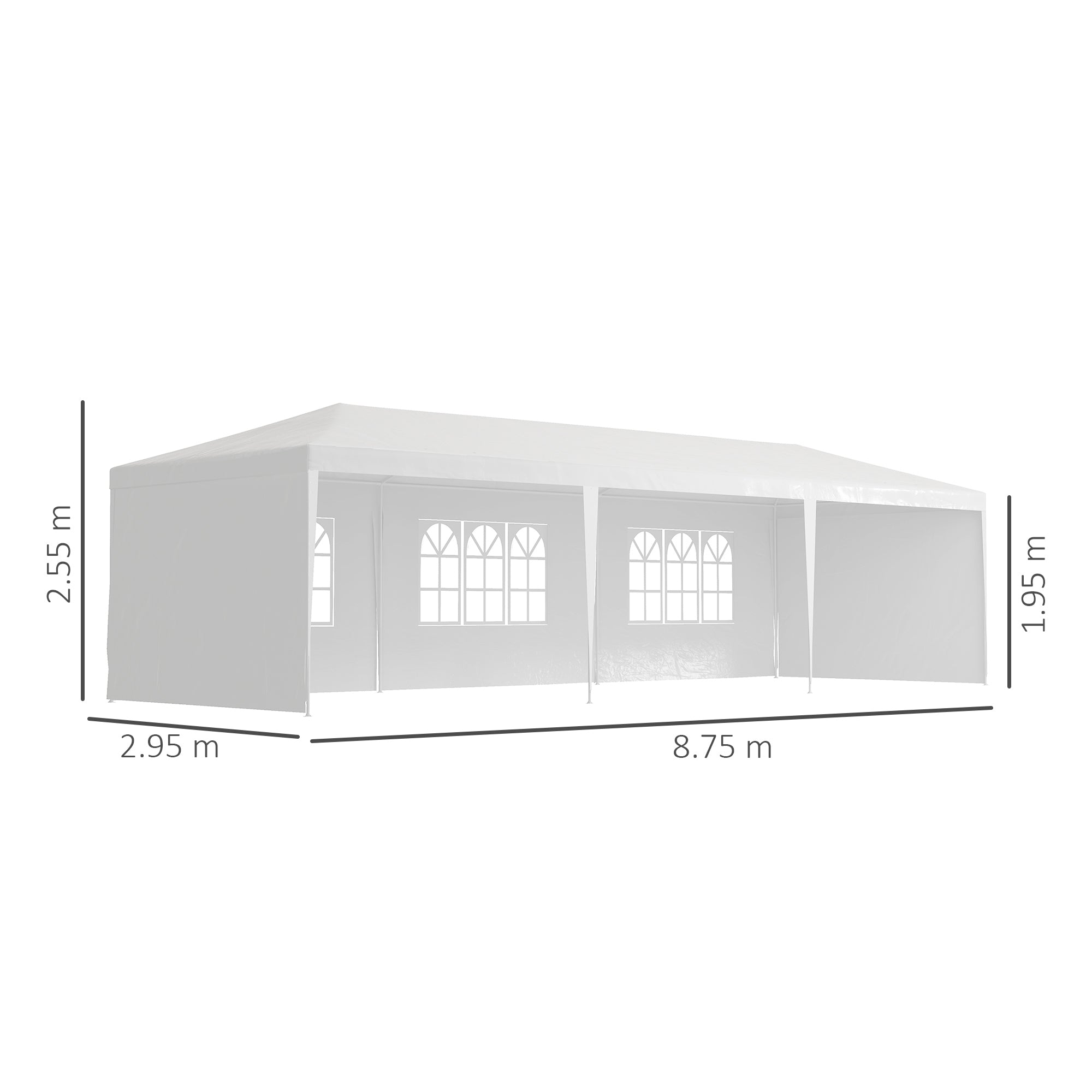 9 Metre Garden Gazebo Canopy with Removable Walls 3x9m - White