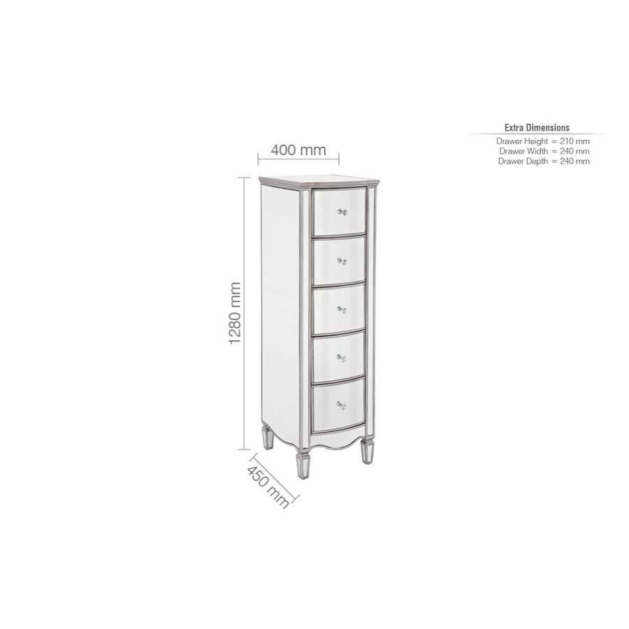 Elysee 5 Drawer Narrow Chest