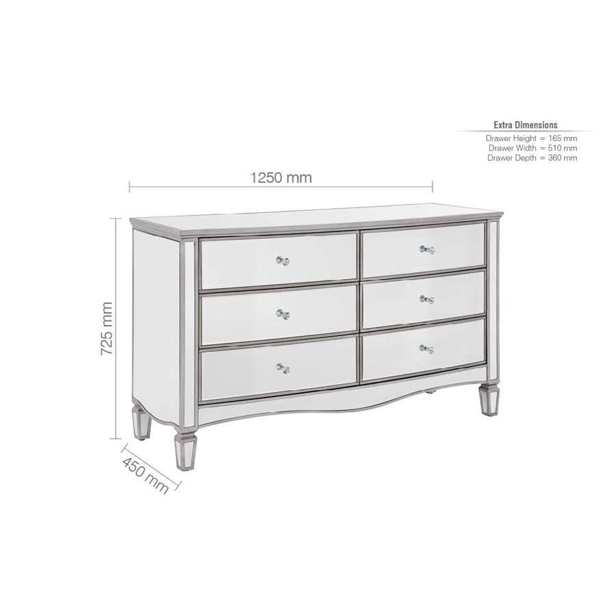 Elysee 6 Drawer Wide Chest