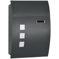 Wall Mounted Weatherproof Letter Box with 2 Keys, Viewing Window & Nameplate - Anthracite Grey
