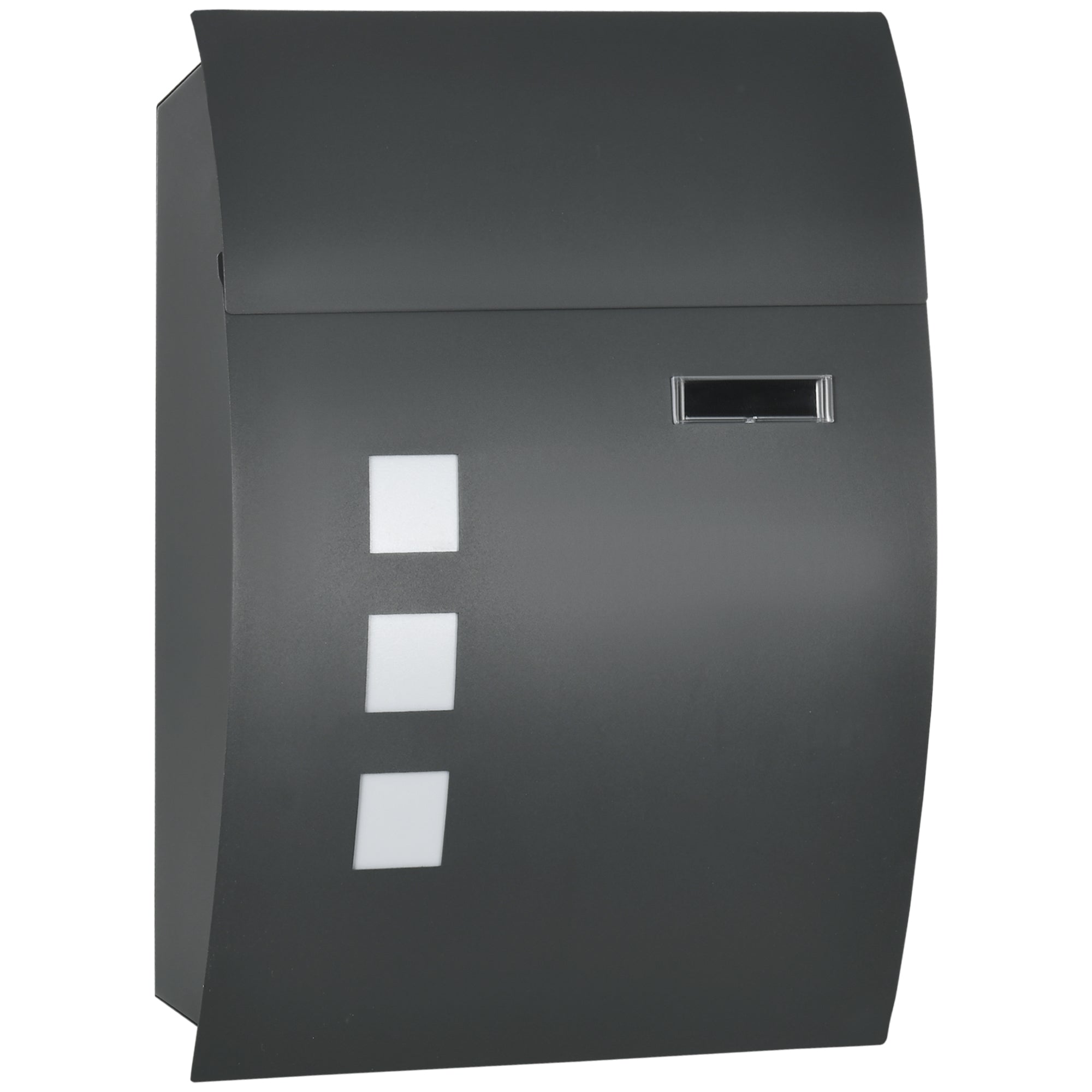 Wall Mounted Letter Box, Weatherproof Post Box for Outside Wall, Modern Mailbox with 2 Keys, Viewing Windows and Nameplate, Anthracite Grey