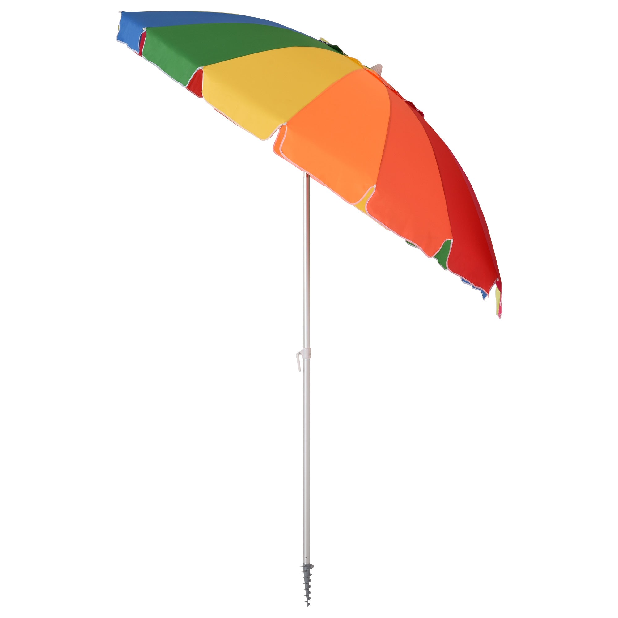 Arc. 2.4m Beach Umbrella with Sand Anchor Adjustable Tilt Carry Bag for Outdoor Patio Multicolor