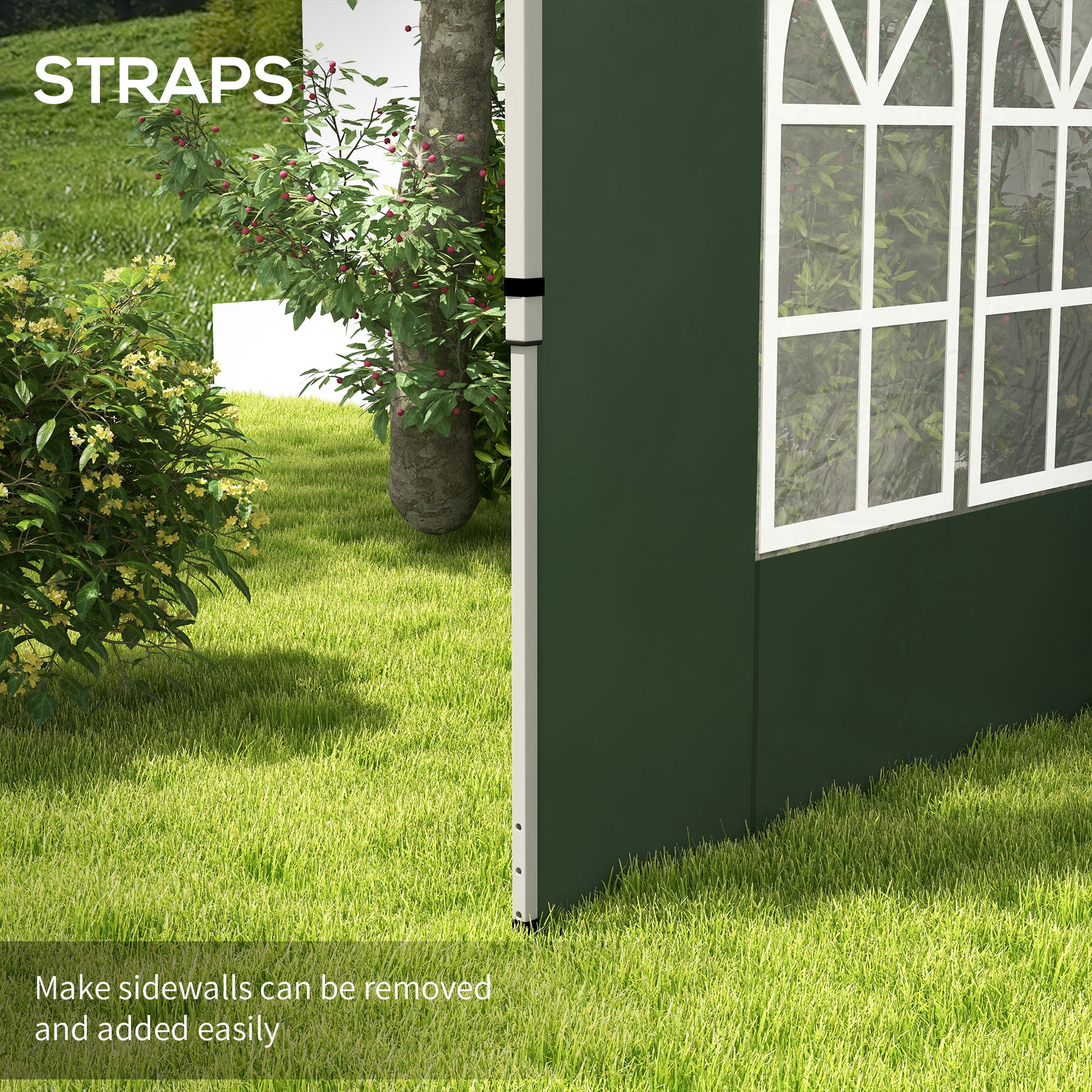 2 Pack Gazebo Side Panels with Window for 3x3 or 3x4m Canopy - Green
