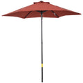 2m Patio Parasol Umbrella with 6 Sturdy Ribs for Balcony, Garden, Bench - Wine Red