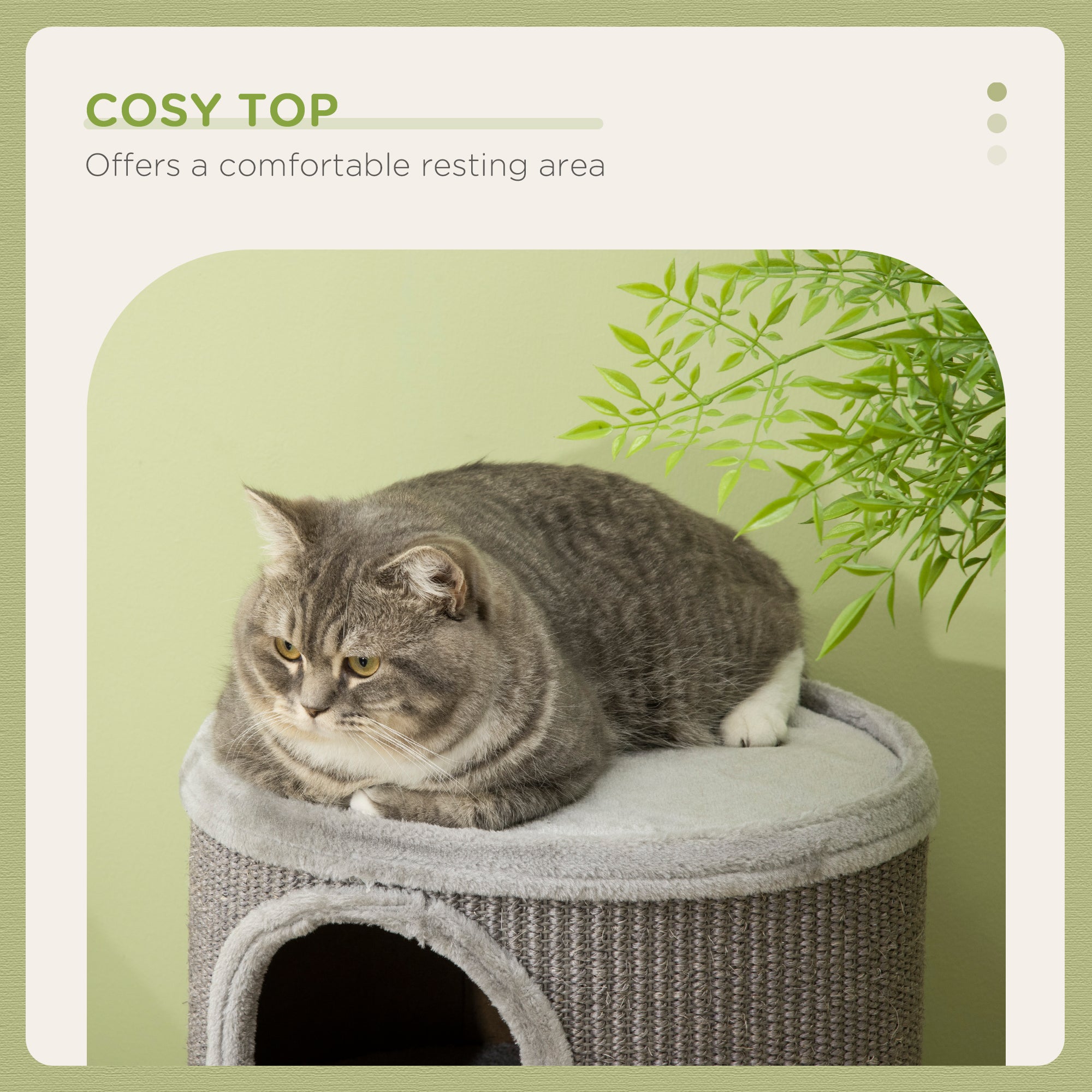 Cat Barrel Kitten Tree Tower for Indoor Cats, Cat Climbing Frame Covered with Sisal, Cosy Platform - Light Grey