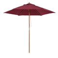 2.5m Wooden Garden Parasol Umbrella with Rope Pulley - Wine Red