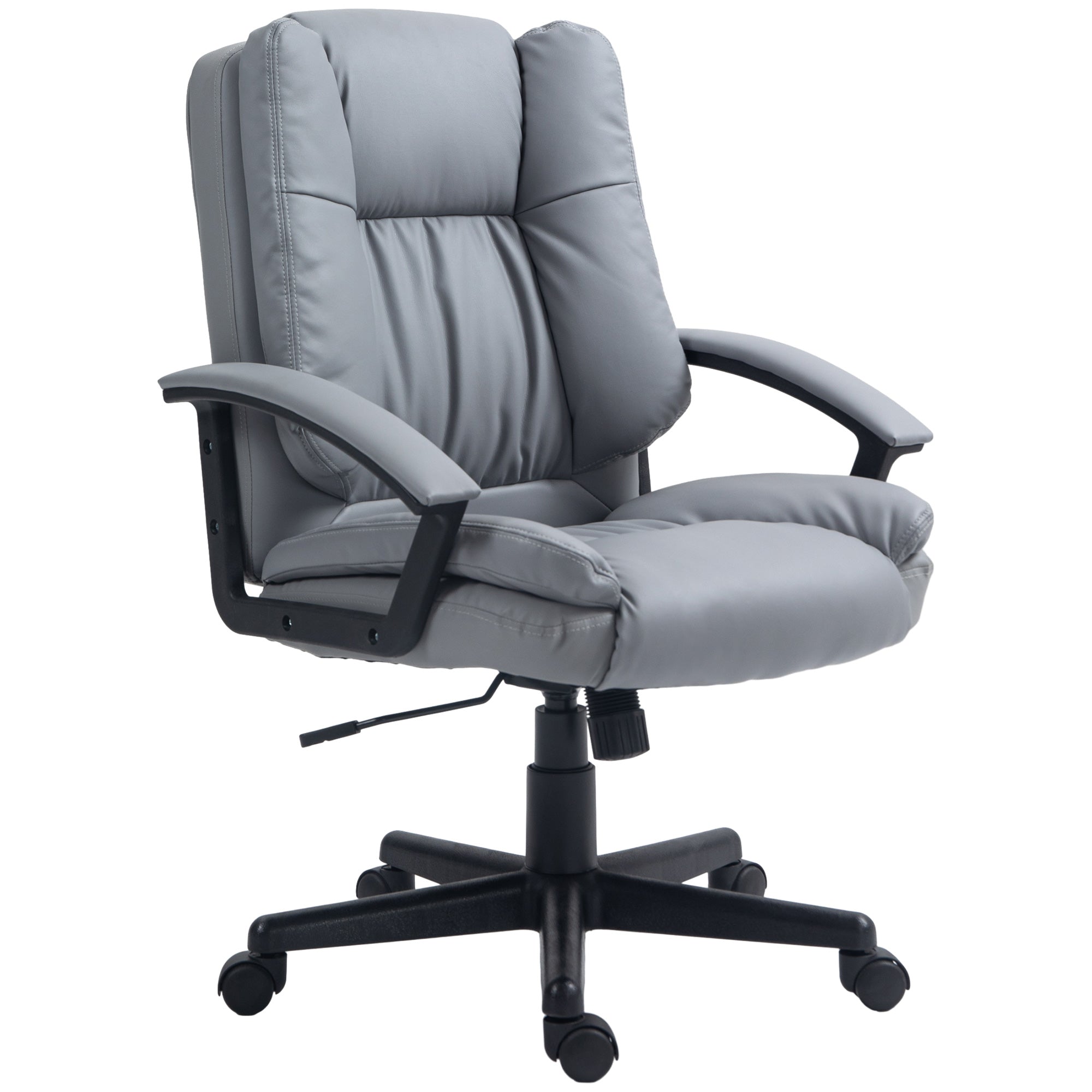 Office Chair, Faux Leather Computer Desk Chair, Mid Back Executive Chair with Adjustable Height and Swivel Rolling Wheels