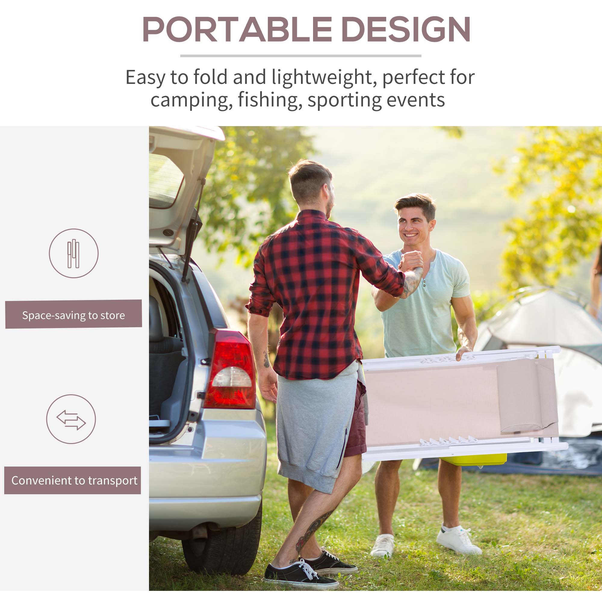 Set of 2 Folding Aluminium Garden Deck Chairs with Pillow - White