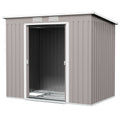 Large Metal Garden Tool Storage Shed with Double Doors - Grey