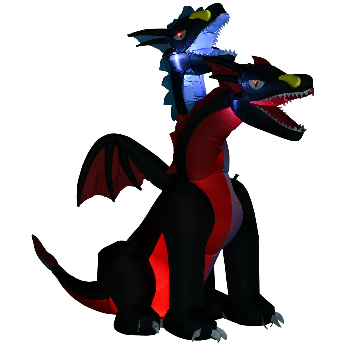 7FT Two-Headed Halloween Inflatable Dragon with LED Lights for Indoor Outdoor Yard - Multicolour