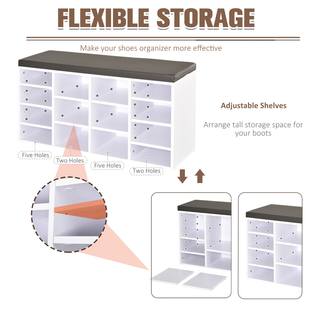 Multi Storie Shoe Rack Multi-Storage Shoe Rack with 14 Compartments, Cushion Seat & Removable ...