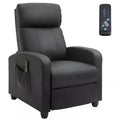 PU Leather Recliner Massage Sofa Chair with Footrest and Remote Control for Living Room, Bedroom, Home Theater - Black
