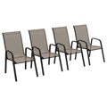 Set of 4 Stackable Outdoor Dining Chairs with Mesh Fabric - Grey