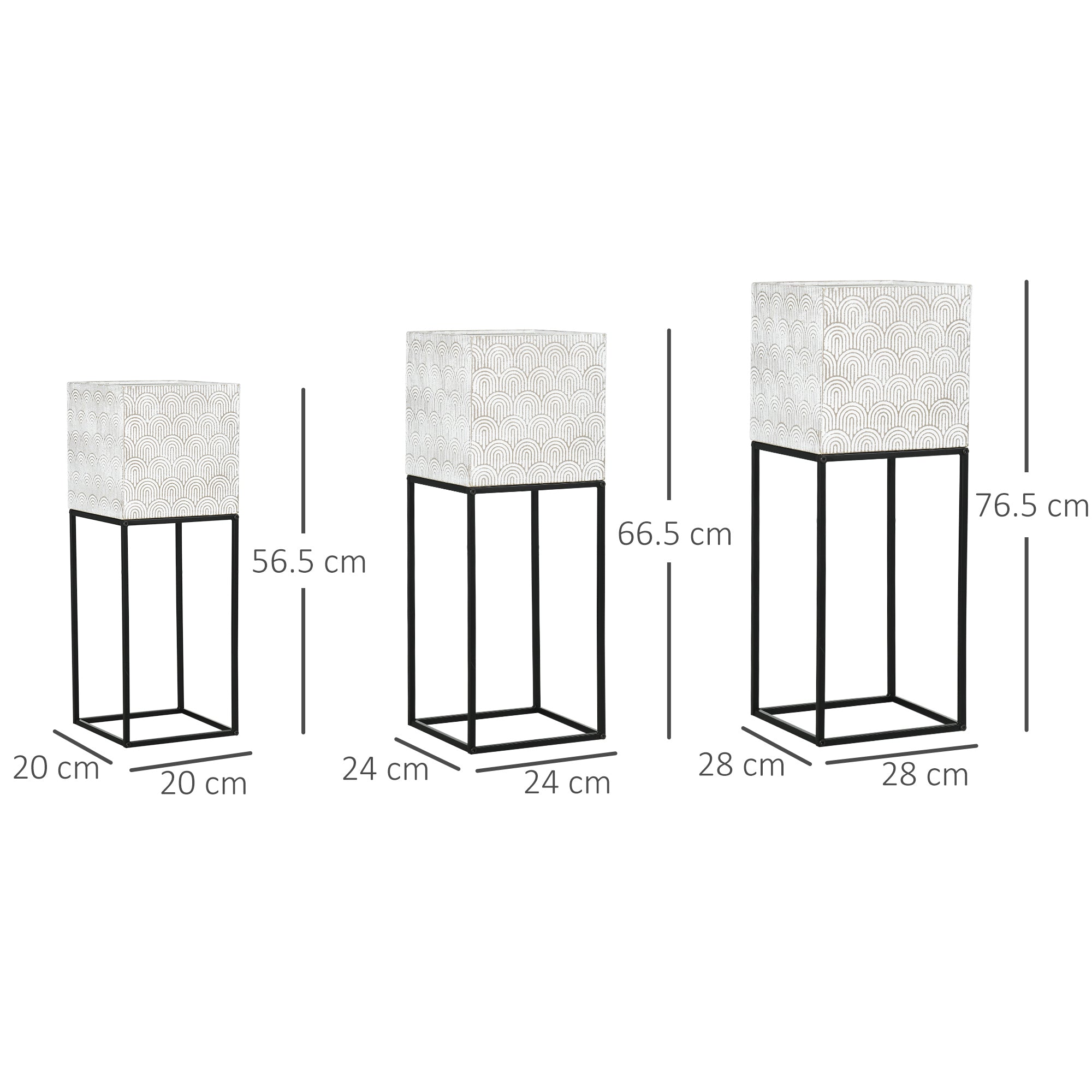 Metal Plant Stand Set of 3 with Legs, Decorative Square Planters with Stands Flower Pot Holders for Living Room, Bedroom
