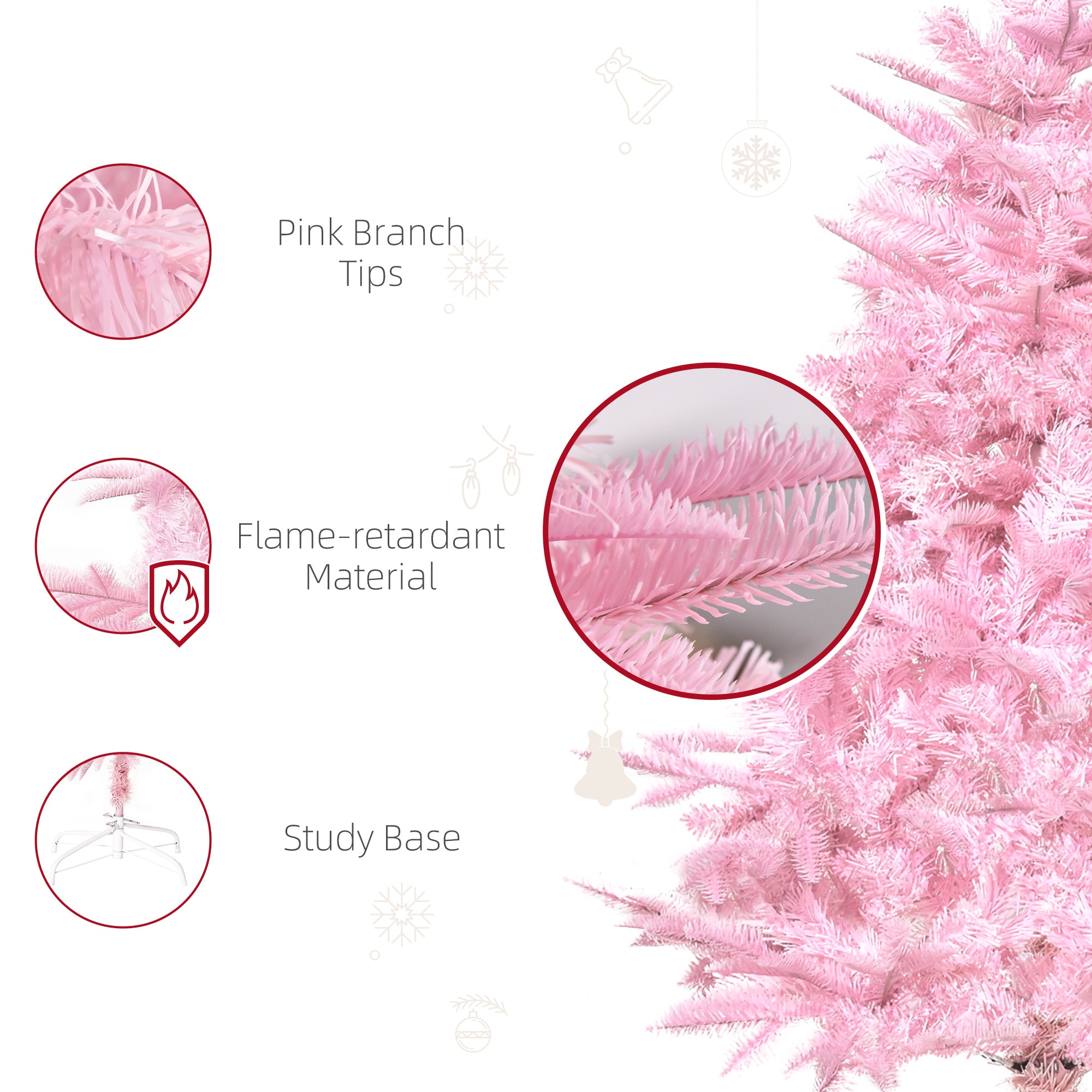 4FT Pop-up Artificial Christmas Tree Holiday Xmas Holiday Tree Decoration with Automatic Open for Home Party, Pink