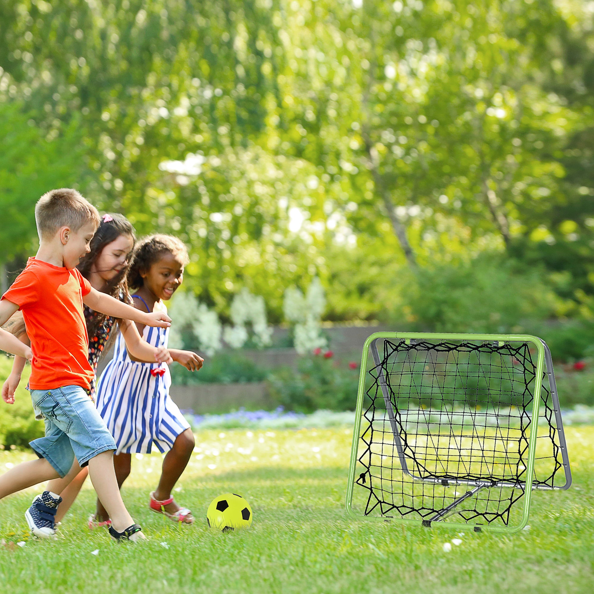 Football Training Net, Soccer Kickback Target Goal Both Side Rebounder Net, Adjustable Angle Goal Training Set for Kids and Children, Backyard