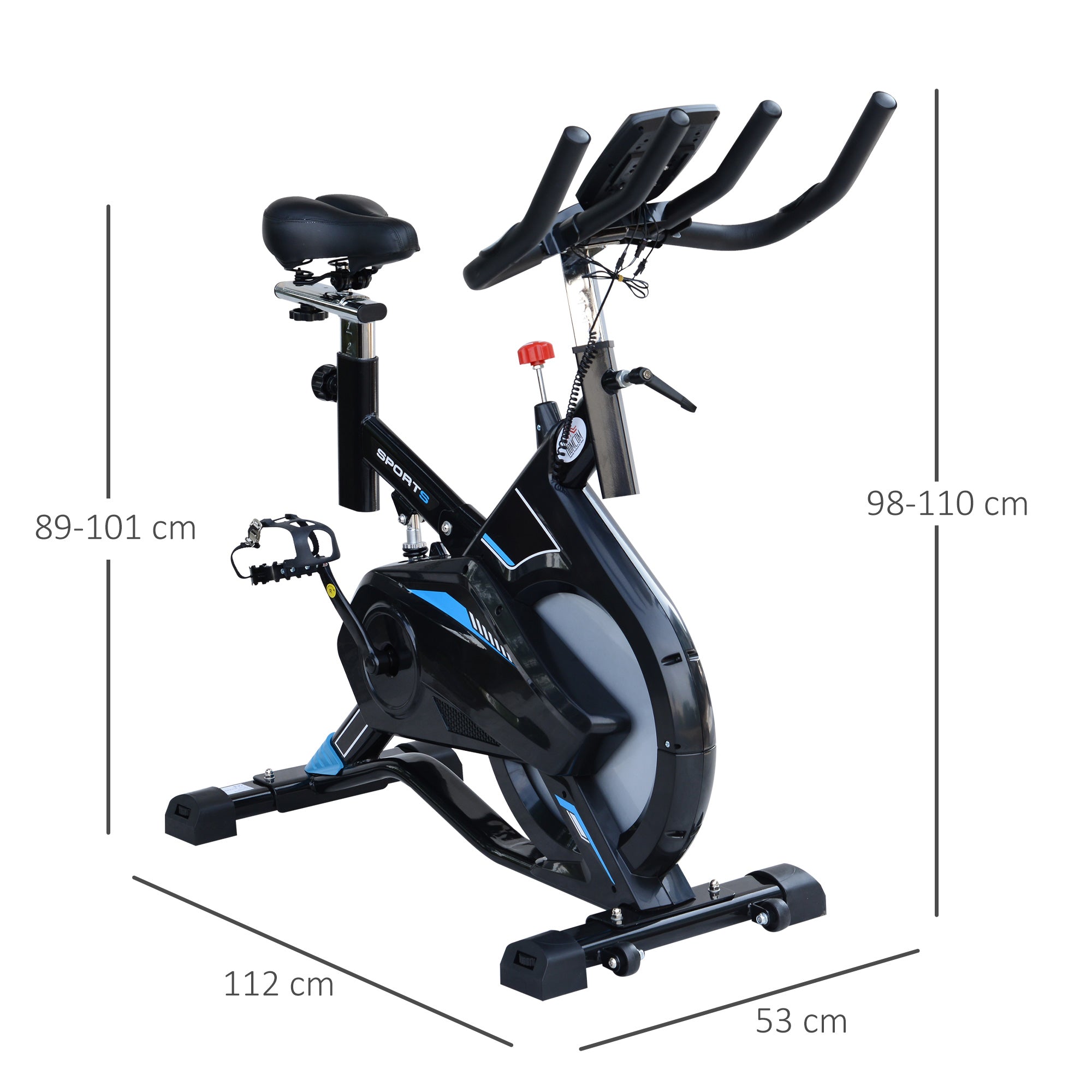 Stationary Exercise Bike w/ iPad Holder, LCD Monitor, Comfortable Seat, Indoor Cycling Training Bike, 13KG Flywheel, Home Office, Black